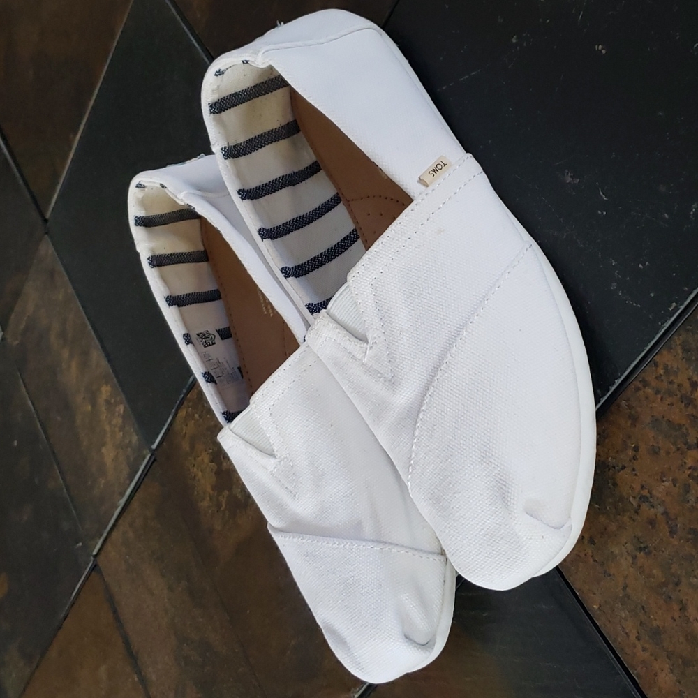 Toms Alpargata Classic White Canvas Slip-ons Sz 9 Clean